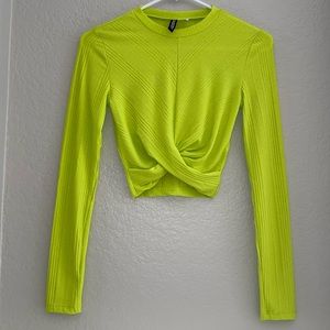 Divided H&M neon green long sleeve blouse, XS